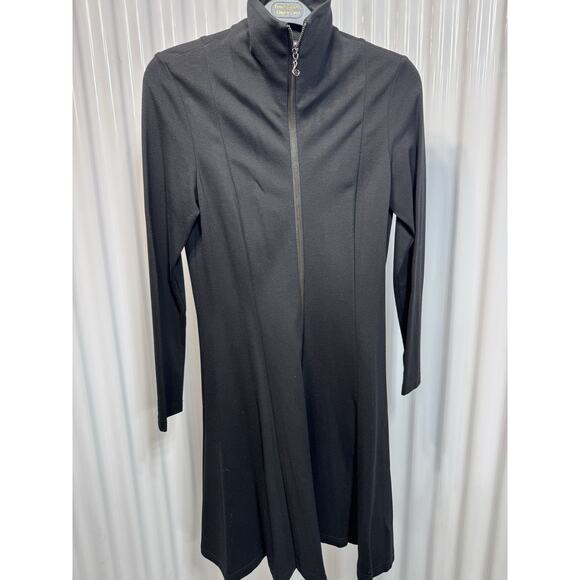 Samuel Dong Womens Size Small Black Zipper Dress With Flare - Picture 1 of 6